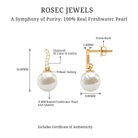 Rosec Jewels-8 MM Freshwater Pearl Drop and Curved Diamond Bar Earring