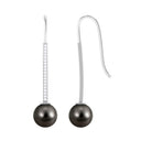 Rosec Jewels-Tahitian Pearl and Diamond Accent Bar Drop Earrings with Fish Hook Backing