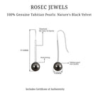 Rosec Jewels-Tahitian Pearl and Diamond Accent Bar Drop Earrings with Fish Hook Backing