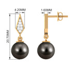 Rosec Jewels-Tahitian Pearl Drop and Diamond Art Deco Earrings