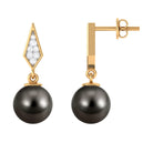 Rosec Jewels-Tahitian Pearl Drop and Diamond Art Deco Earrings