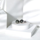 Rosec Jewels-9 MM Round Cut Tahitian Pearl Solitaire Stud EarRing in Bezel Setting