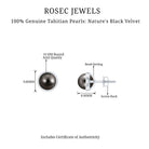 Rosec Jewels-9 MM Round Cut Tahitian Pearl Solitaire Stud EarRing in Bezel Setting