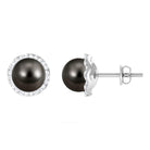 Rosec Jewels-Classic Tahitian Pearl and Diamond Halo Stud Earrings