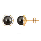 Rosec Jewels-Classic Tahitian Pearl and Diamond Halo Stud Earrings