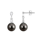 Rosec Jewels-7 MM Tahitian Pearl Drop Earring with Diamond