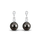 Rosec Jewels-7 MM Tahitian Pearl Drop Earring with Diamond