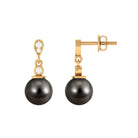 Rosec Jewels-7 MM Tahitian Pearl Drop Earring with Diamond