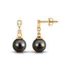 Rosec Jewels-7 MM Tahitian Pearl Drop Earring with Diamond