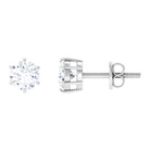 Claw Set Round Solitaire Zircon Stud Earrings in Gold Zircon - ( AAAA ) - Quality - Rosec Jewels