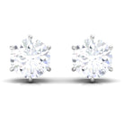 Claw Set Round Solitaire Zircon Stud Earrings in Gold Zircon - ( AAAA ) - Quality - Rosec Jewels