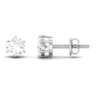 Claw Set Round Solitaire Zircon Stud Earrings in Gold Zircon - ( AAAA ) - Quality - Rosec Jewels