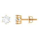 Claw Set Round Solitaire Zircon Stud Earrings in Gold Zircon - ( AAAA ) - Quality - Rosec Jewels