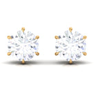 Claw Set Round Solitaire Zircon Stud Earrings in Gold Zircon - ( AAAA ) - Quality - Rosec Jewels