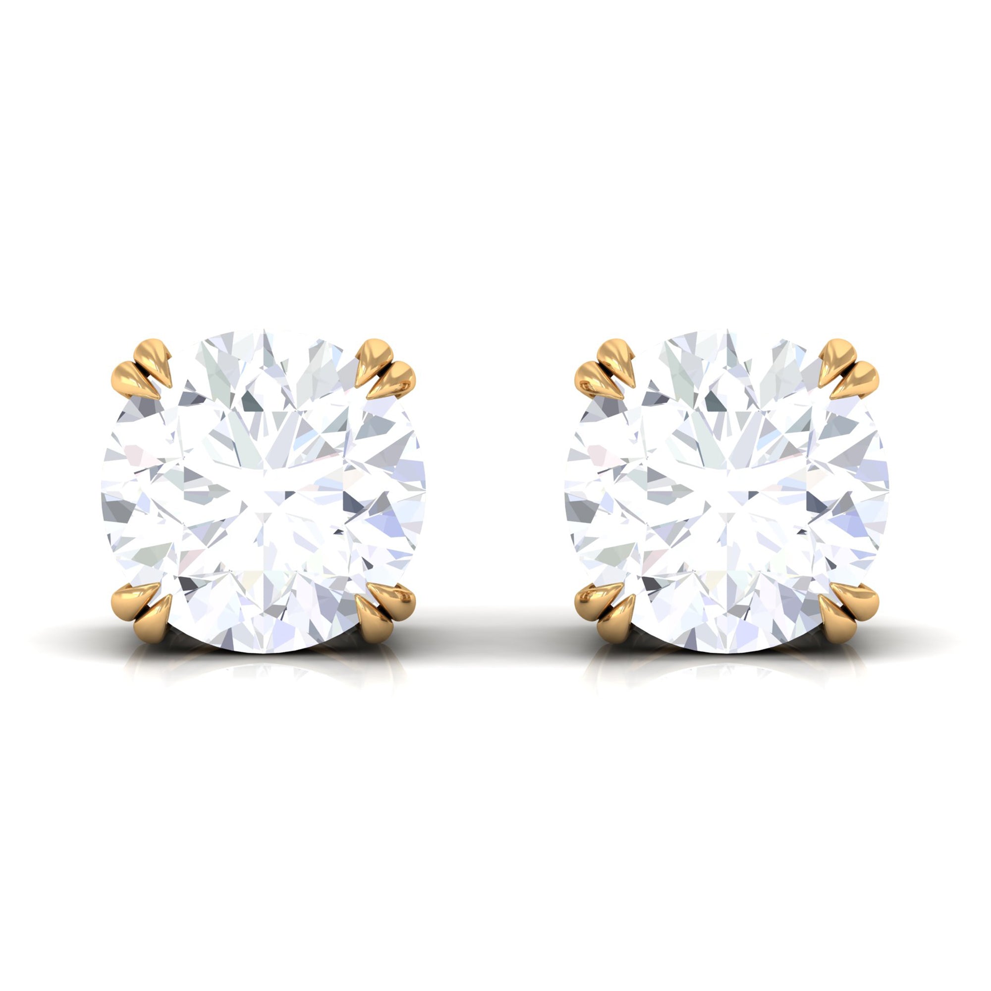 Simple Solitaire Simulated Diamond Stud Earring in Gold Zircon - ( AAAA ) - Quality - Rosec Jewels