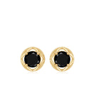 Solitaire Created Black Diamond Flower Stud Earrings Lab Created Black Diamond - ( AAAA ) - Quality - Rosec Jewels