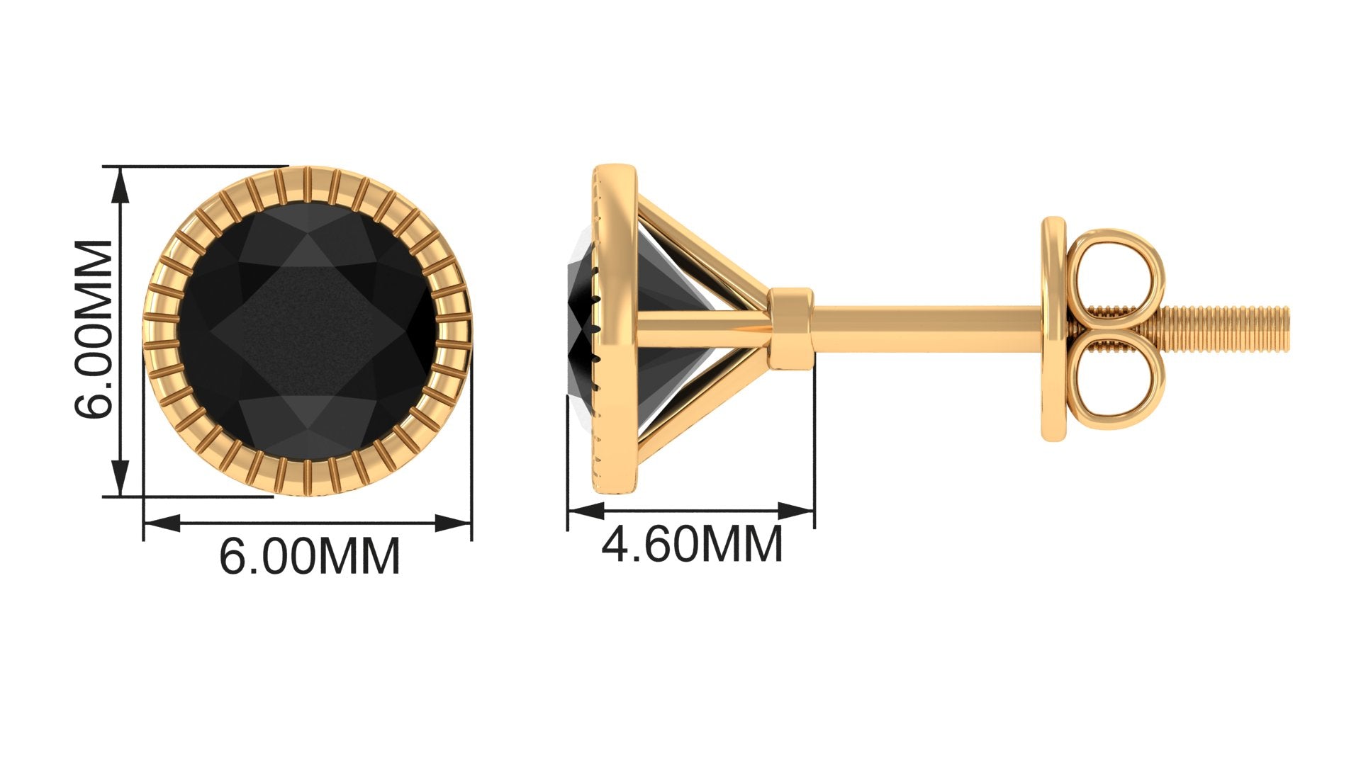 Bezel Set Lab-Created Black Diamond Solitaire Stud Earrings Lab Created Black Diamond - ( AAAA ) - Quality - Rosec Jewels