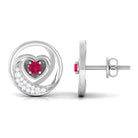 Rosec Jewels-Genuine Ruby and Diamond Minimal Heart Stud Earrings