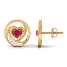 Rosec Jewels-Genuine Ruby and Diamond Minimal Heart Stud Earrings