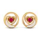 Rosec Jewels-Genuine Ruby and Diamond Minimal Heart Stud Earrings