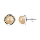 Rosec Jewels-8 MM South Sea Pearl Solitaire and Gold Swirl Stud Earrings