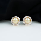 Rosec Jewels-8 MM South Sea Pearl Solitaire and Gold Swirl Stud Earrings