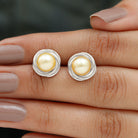 Rosec Jewels-8 MM South Sea Pearl Solitaire and Gold Swirl Stud Earrings