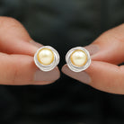 Rosec Jewels-8 MM South Sea Pearl Solitaire and Gold Swirl Stud Earrings