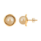 Rosec Jewels-8 MM South Sea Pearl Solitaire and Gold Swirl Stud Earrings