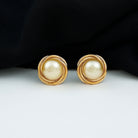 Rosec Jewels-8 MM South Sea Pearl Solitaire and Gold Swirl Stud Earrings