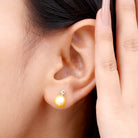 Rosec Jewels-Bead Set South Sea Pearl Elegant Stud Earring with Diamond