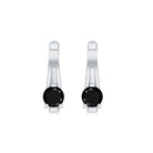 Simple Black Onyx Solitaire J Hoop Earrings Black Onyx - ( AAA ) - Quality - Rosec Jewels