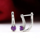 Real Amethyst Solitaire Lever Back Earrings Amethyst - ( AAA ) - Quality - Rosec Jewels