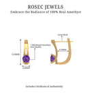 Real Amethyst Solitaire Lever Back Earrings Amethyst - ( AAA ) - Quality - Rosec Jewels