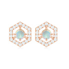 1 CT Minimal Ethiopian Opal and Diamond Geometric Stud Earrings Ethiopian Opal - ( AAA ) - Quality - Rosec Jewels