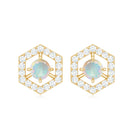 1 CT Minimal Ethiopian Opal and Diamond Geometric Stud Earrings Ethiopian Opal - ( AAA ) - Quality - Rosec Jewels