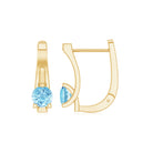 Simple Aquamarine Solitaire Gold Hoop Earring with Lever Back Closure Aquamarine - ( AAA ) - Quality - Rosec Jewels