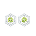 0.75 CT Minimal Peridot and Diamond Geometric Stud Earrings Peridot - ( AAA ) - Quality - Rosec Jewels