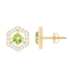 0.75 CT Minimal Peridot and Diamond Geometric Stud Earrings Peridot - ( AAA ) - Quality - Rosec Jewels