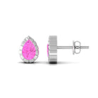 Pink Sapphire Teardrop Solitaire Stud Earrings in Engraved Bezel Setting Pink Sapphire - ( AAA ) - Quality - Rosec Jewels