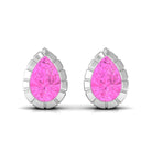 Pink Sapphire Teardrop Solitaire Stud Earrings in Engraved Bezel Setting Pink Sapphire - ( AAA ) - Quality - Rosec Jewels