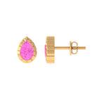 Pink Sapphire Teardrop Solitaire Stud Earrings in Engraved Bezel Setting Pink Sapphire - ( AAA ) - Quality - Rosec Jewels