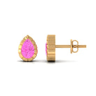 Pink Sapphire Teardrop Solitaire Stud Earrings in Engraved Bezel Setting Pink Sapphire - ( AAA ) - Quality - Rosec Jewels