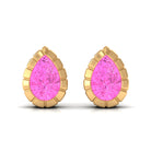 Pink Sapphire Teardrop Solitaire Stud Earrings in Engraved Bezel Setting Pink Sapphire - ( AAA ) - Quality - Rosec Jewels