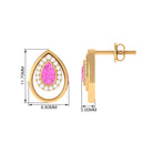 Teardrop Stud Earrings with Bezel Set Pink Sapphire and Diamond Pink Sapphire - ( AAA ) - Quality - Rosec Jewels