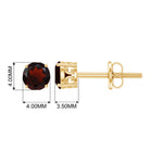 Solitaire Garnet Minimal Stud Earrings Gold Garnet - ( AAA ) - Quality - Rosec Jewels