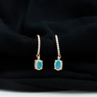 Oval Ethiopian Opal Hoop Drop Earrings with Moissanite Ethiopian Opal - ( AAA ) - Quality - Rosec Jewels