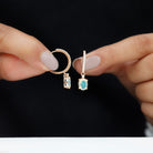 Oval Ethiopian Opal Hoop Drop Earrings with Moissanite Ethiopian Opal - ( AAA ) - Quality - Rosec Jewels