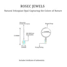 Oval Ethiopian Opal Hoop Drop Earrings with Moissanite Ethiopian Opal - ( AAA ) - Quality - Rosec Jewels