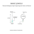 Oval Ethiopian Opal Hoop Drop Earrings with Moissanite Ethiopian Opal - ( AAA ) - Quality - Rosec Jewels